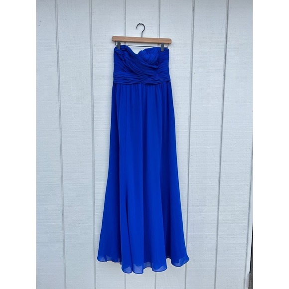 Ralph Lauren Dresses & Skirts - Ralph Lauren Evening Blue Long Maxi Chiffon Strapless Evening Formal Gown, Sz 10